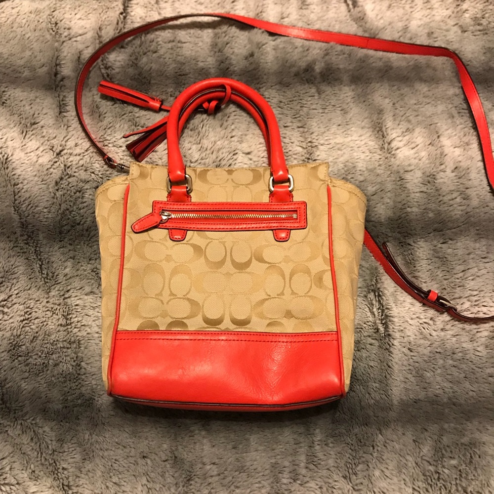 Orange and Tan Coach Large Crossbody